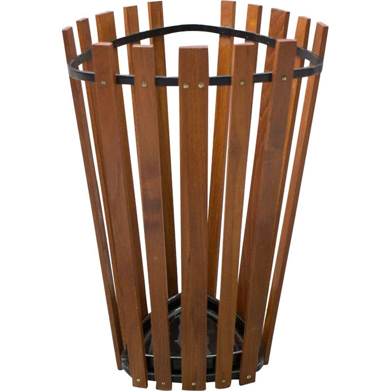 Vintage teak and metal umbrella stand by Vereinigte Werkstàtten