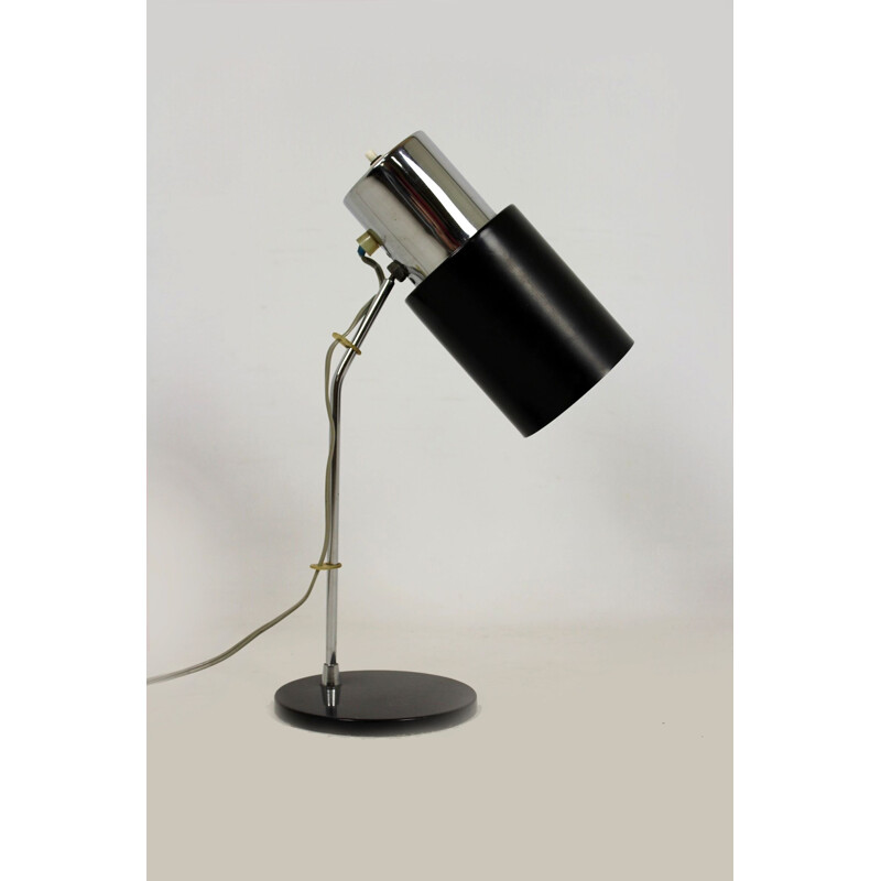 Vintage black and silver table lamp by Josef Hurka for Napako