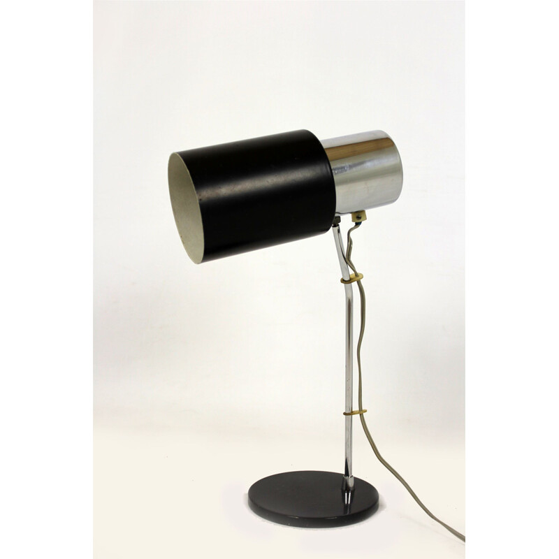 Vintage black and silver table lamp by Josef Hurka for Napako