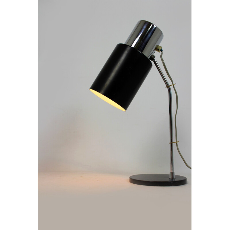 Vintage black and silver table lamp by Josef Hurka for Napako