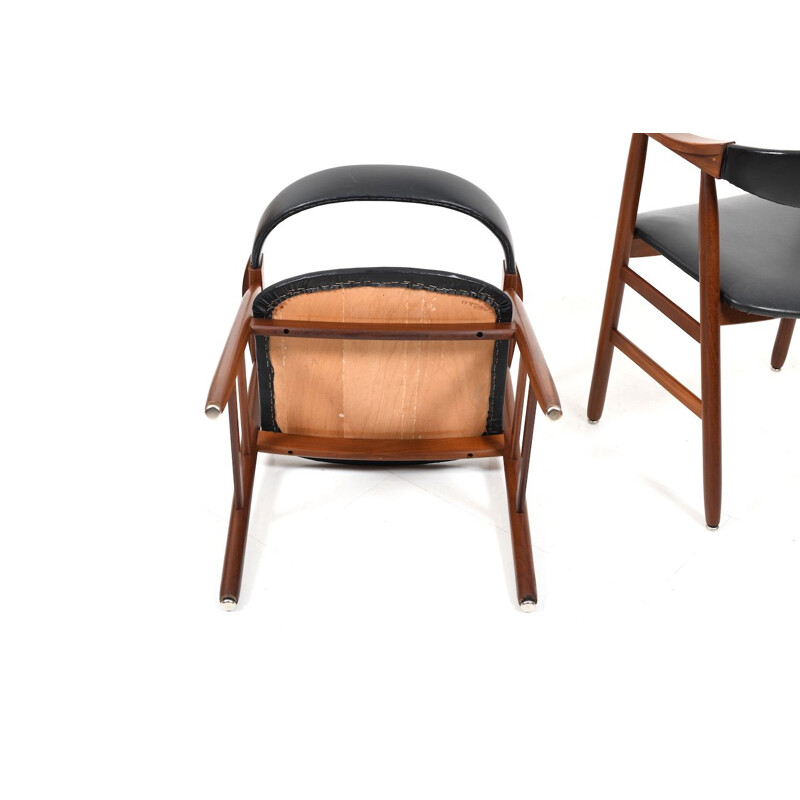 Pair of Danish vintage teak wooden armchairs