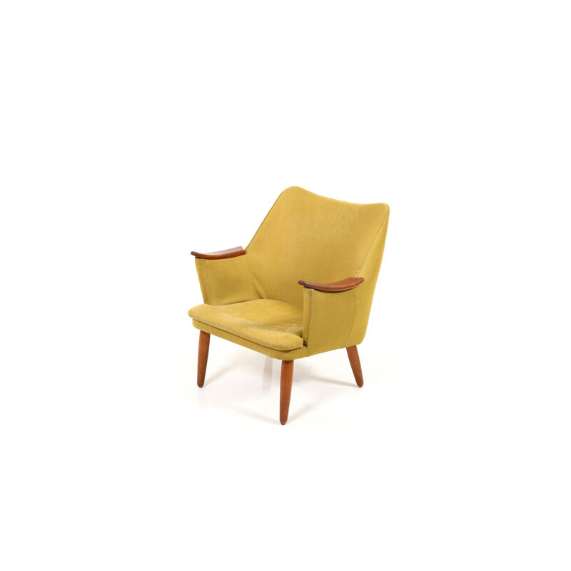 Vintage Danish teak and fabric armchair, 1950