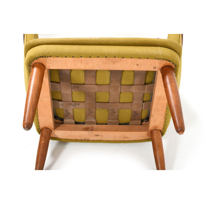 Vintage Danish teak and fabric armchair, 1950