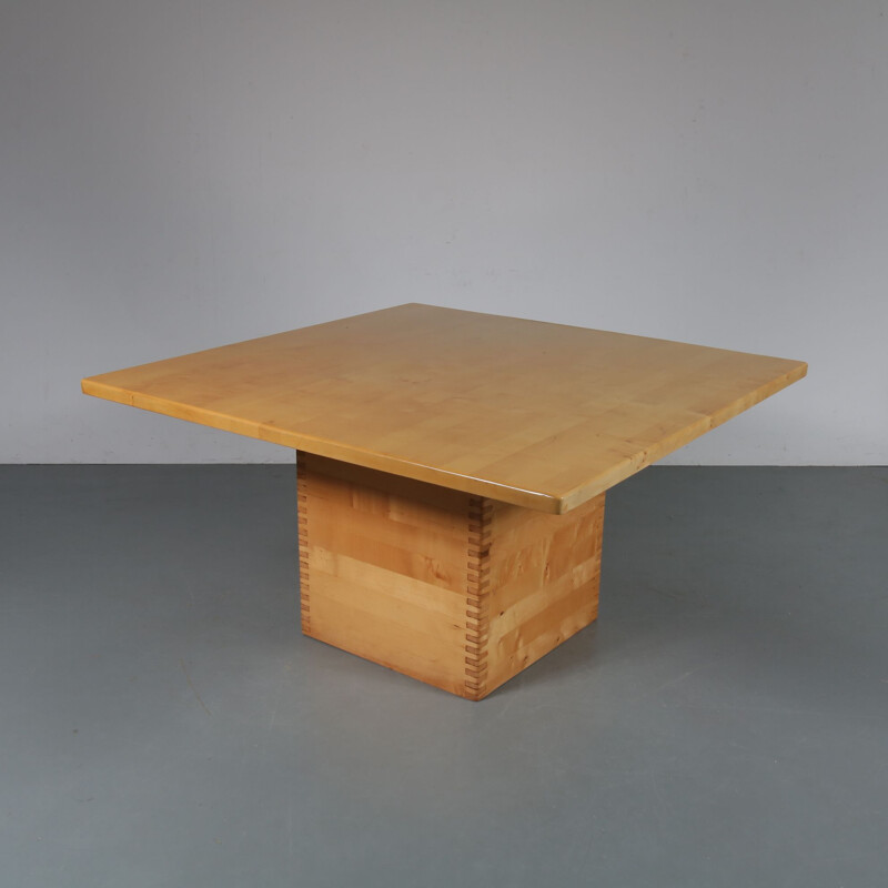 Vintage square pine dining table by Ate van Apeldoorm for Houtwerk Hattem 1960