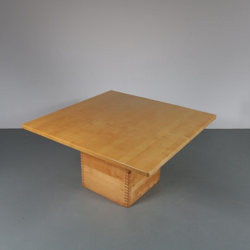 Vintage square pine dining table by Ate van Apeldoorm for Houtwerk Hattem 1960