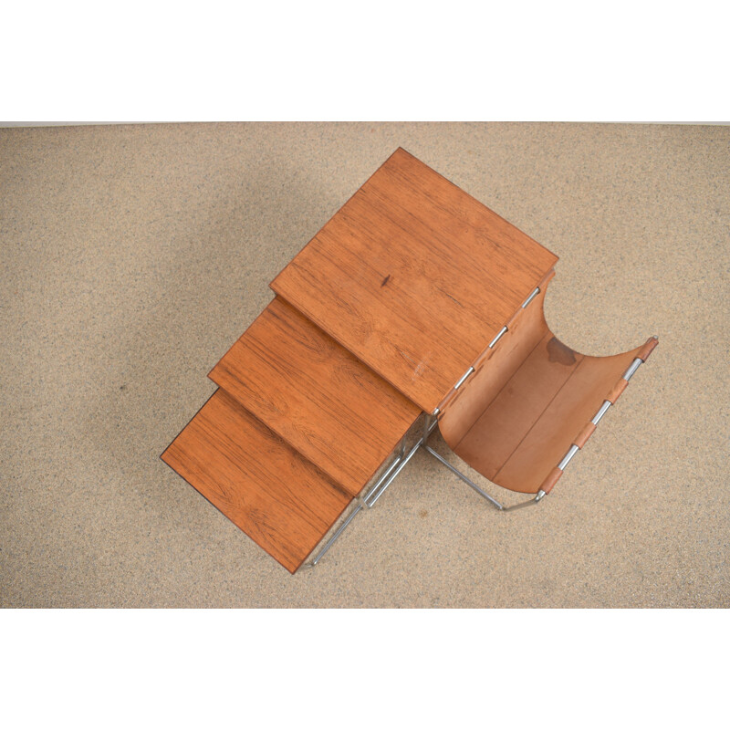 Vintage magazine holder in teak by Brabantia Holland