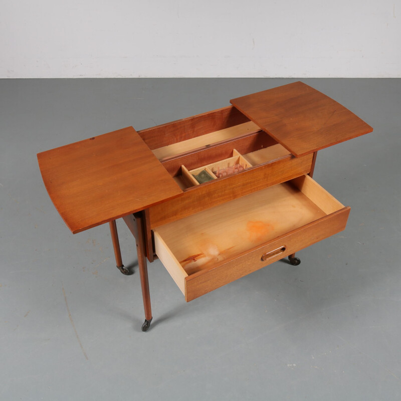 Vintage teak sewing table 1950s 