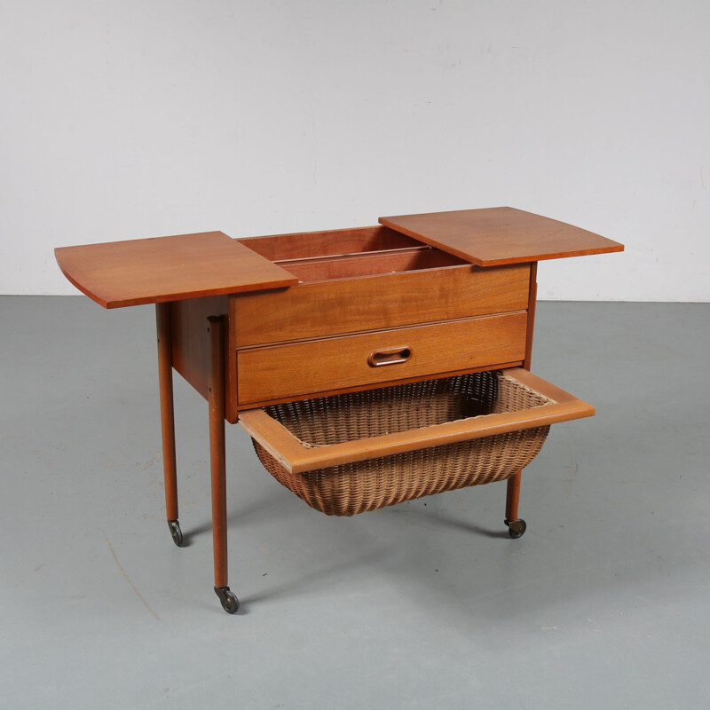 Vintage teak sewing table 1950s 