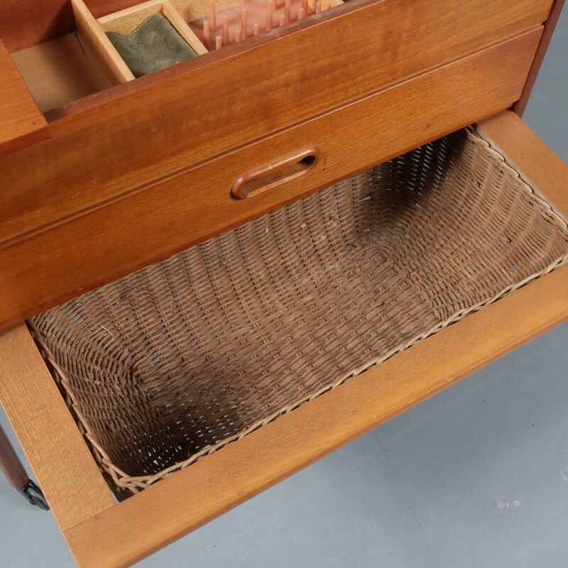 Vintage teak sewing table 1950s 
