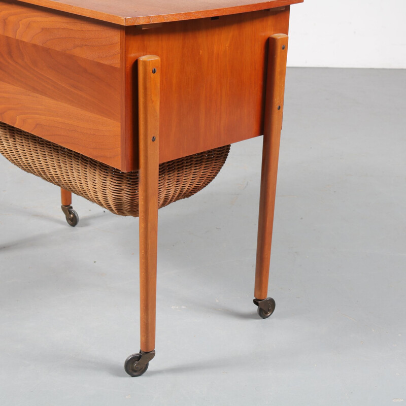 Vintage teak sewing table 1950s 