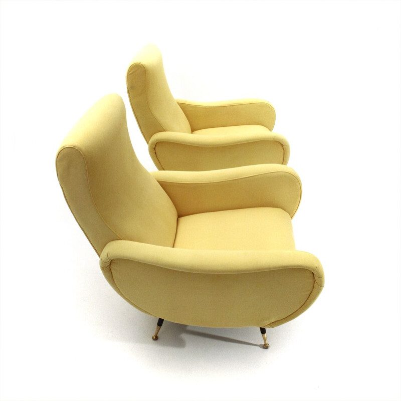 Paire de fauteuils vintage jaunes 1950
