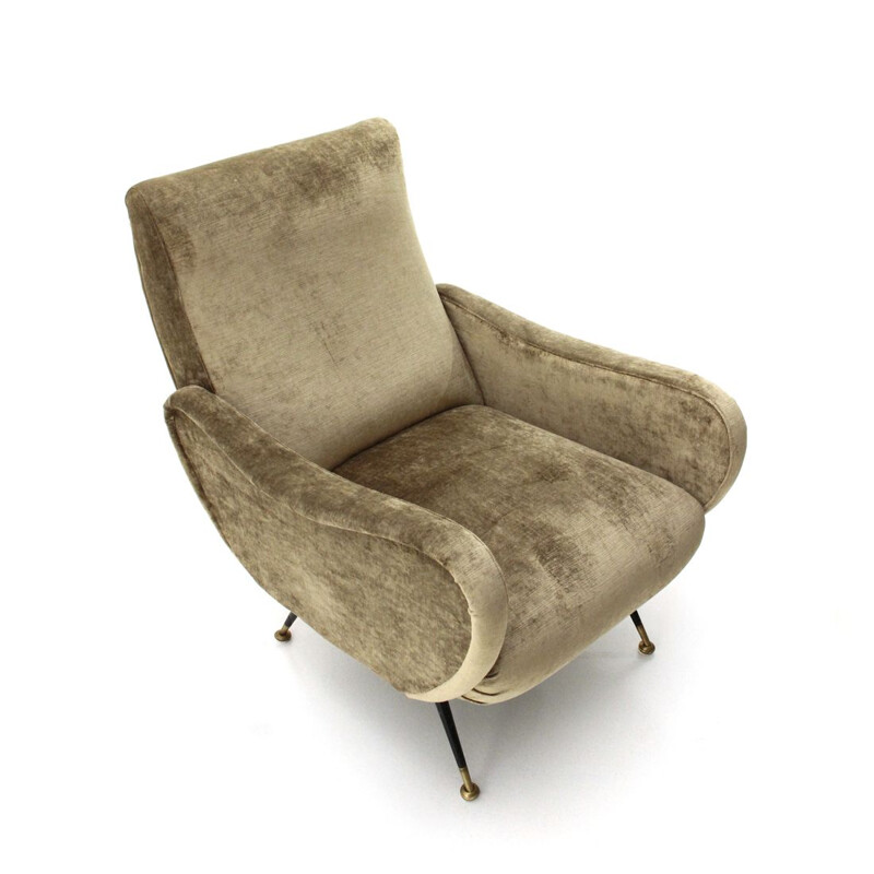 Vintage Italian armchair in beige velvet