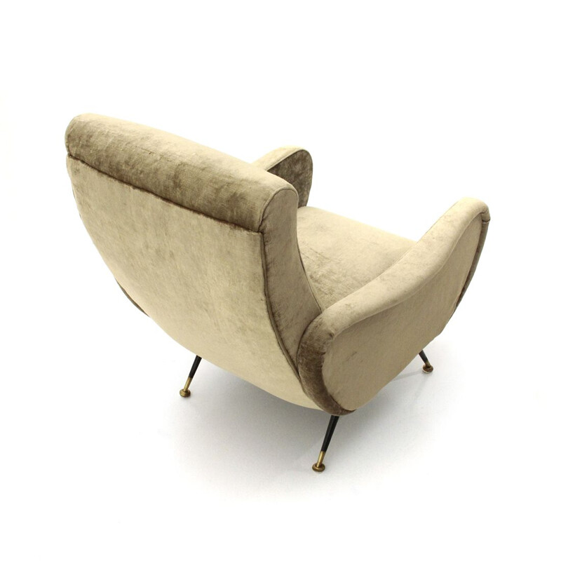 Vintage Italian armchair in beige velvet