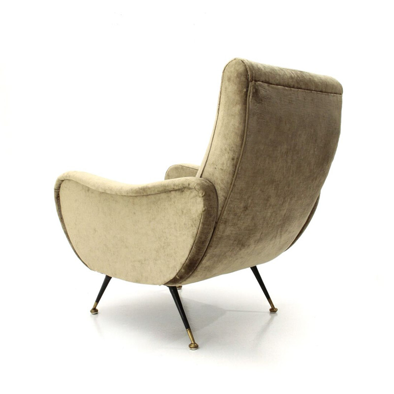 Fauteuil italien vintage en velours beige