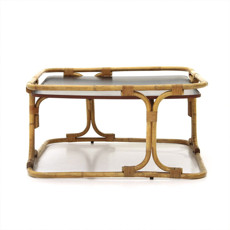 Italian coffee table in bamboo and rattan