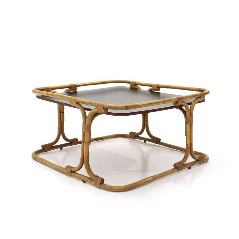 Italian coffee table in bamboo and rattan