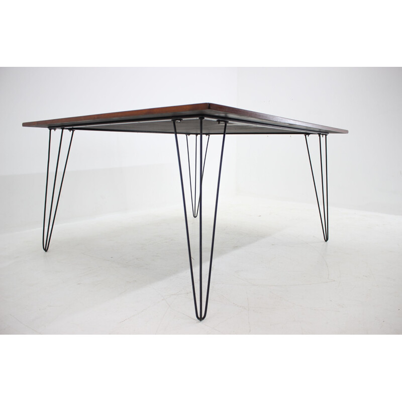 Vintage wooden conference table with iron legs