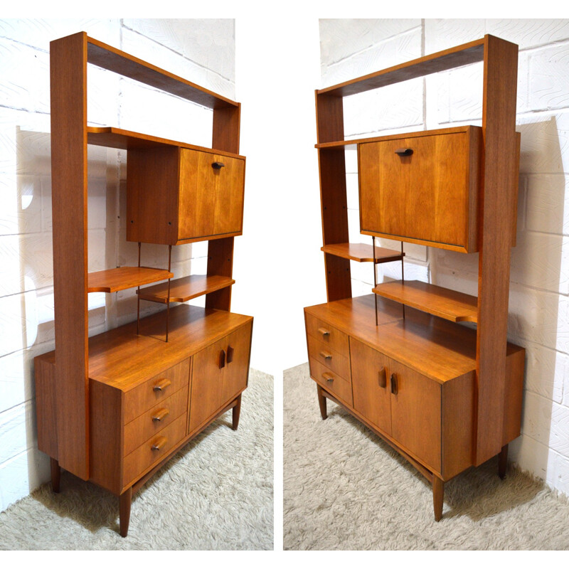 Gplan shelves in teak and afromosia, Victor WILKINS - 1960s