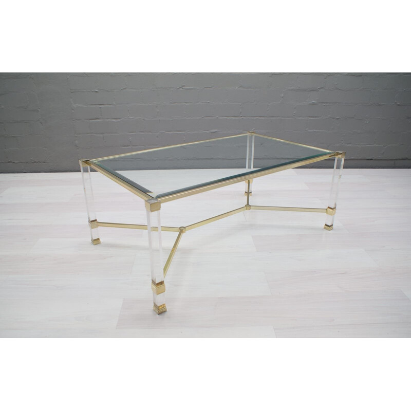 Vintage glass coffee table by Pierre Vandel