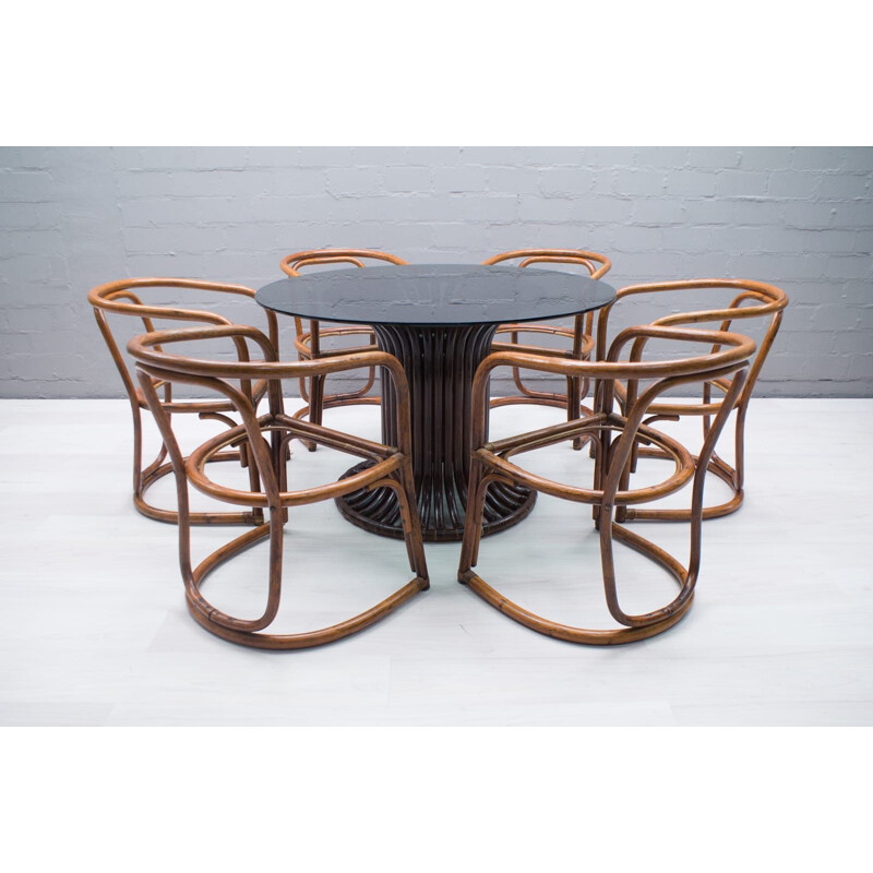 Italian vintage dining table in bamboo