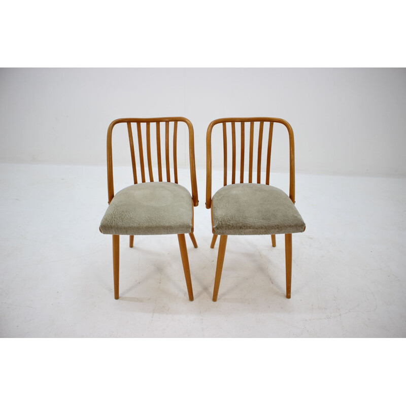 Ein Paar Vintage-Stühle aus Holz und Stoff