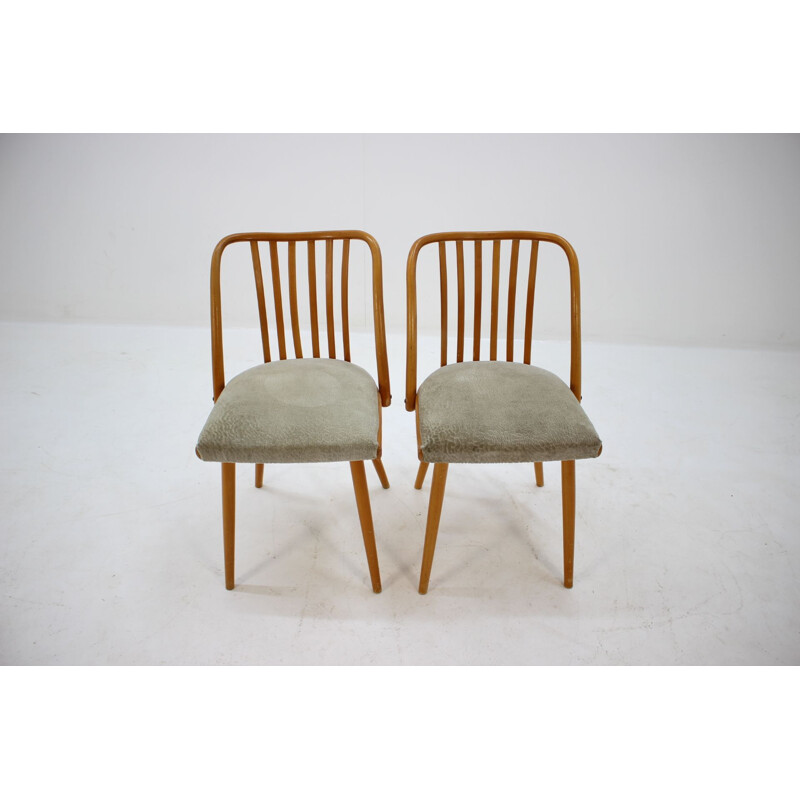 Pair of vintage chairs in wood and fabric