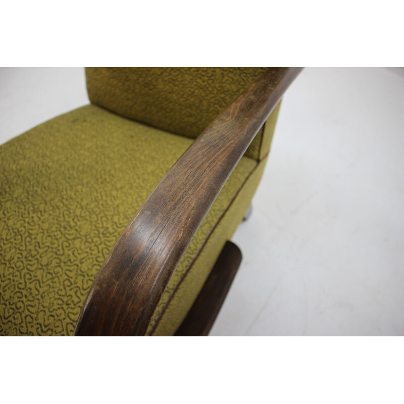 Pair of vintage armchairs in oak by Jindrich Halabala