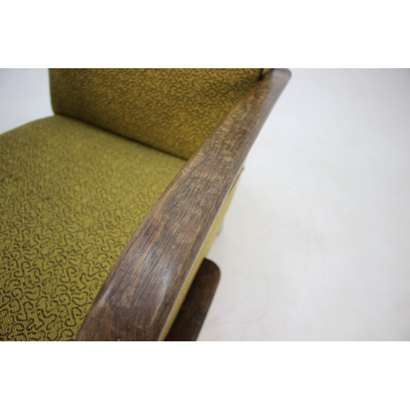 Pair of vintage armchairs in oak by Jindrich Halabala
