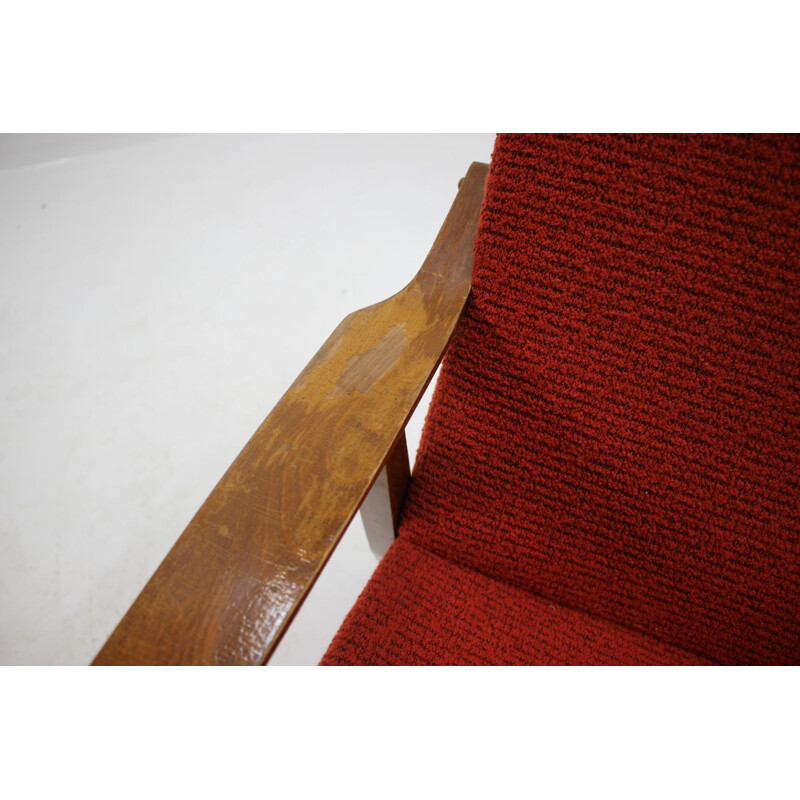 Paire de fauteuils vintage en tissu rouge