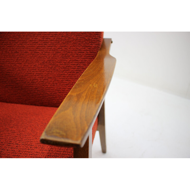 Paar vintage fauteuils in rode stof