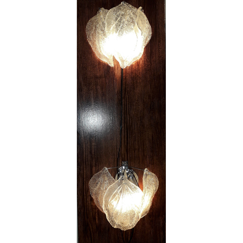 Set of 3 vintage wall lamps in Murano glass