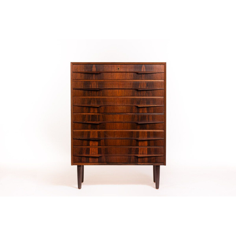 Vintage large Danish chest of drawers in rosewood