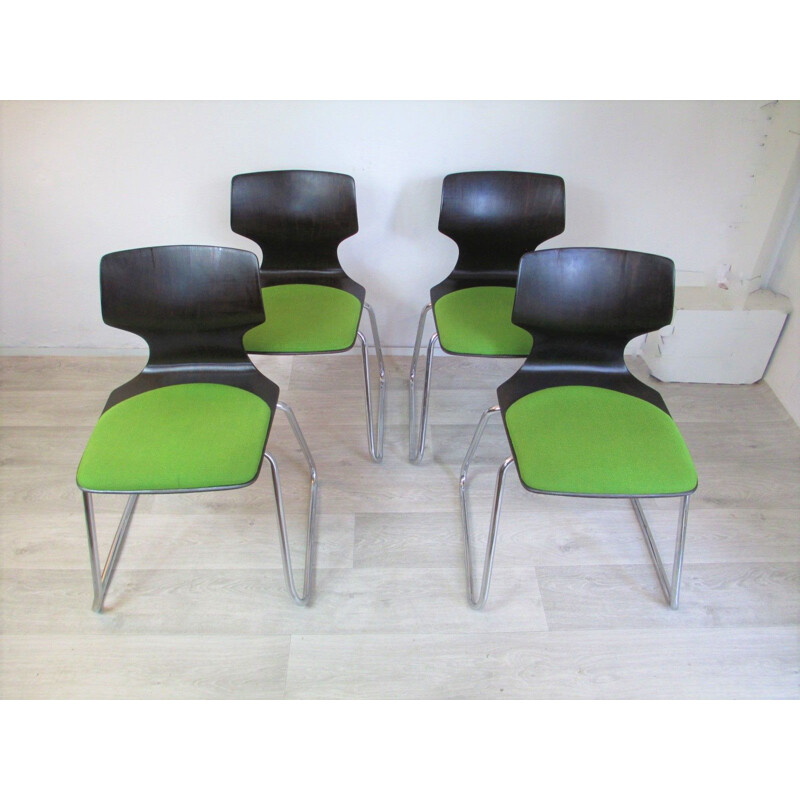 Set of 4 vintage German pagwood chairs from Flötotto