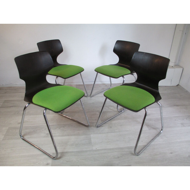 Set of 4 vintage German pagwood chairs from Flötotto