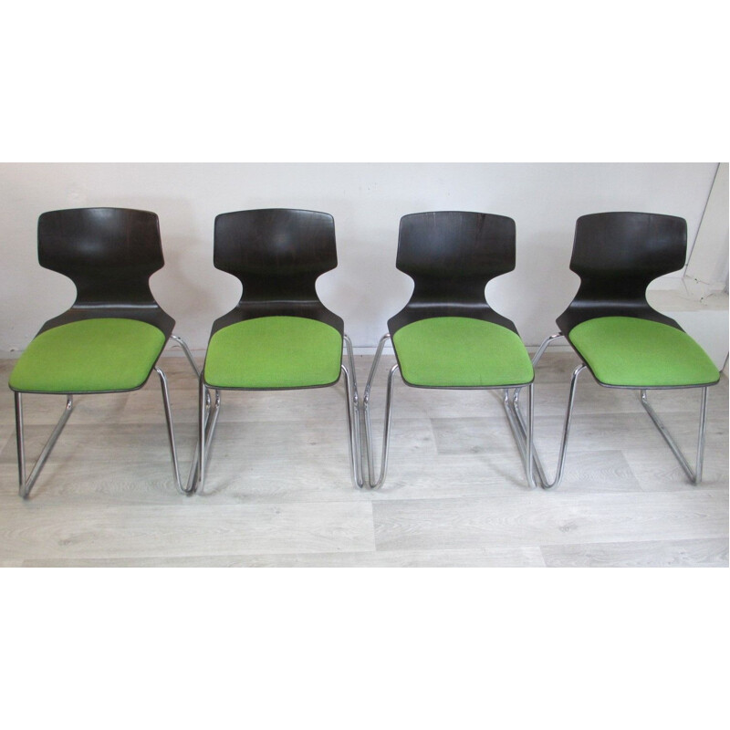 Set of 4 vintage German pagwood chairs from Flötotto