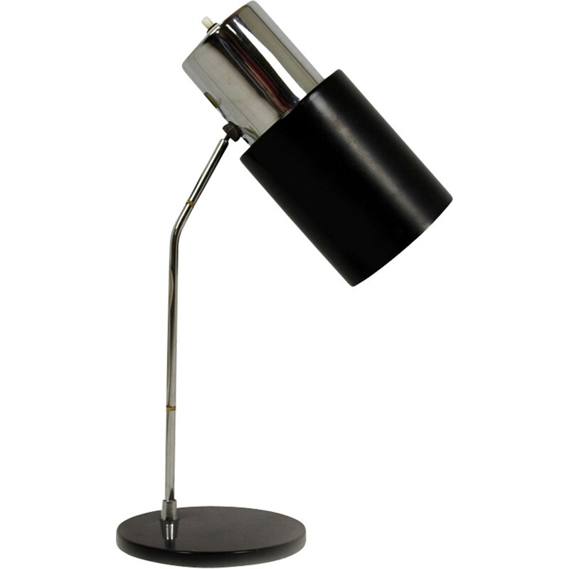 Vintage black and silver table lamp by Josef Hurka for Napako