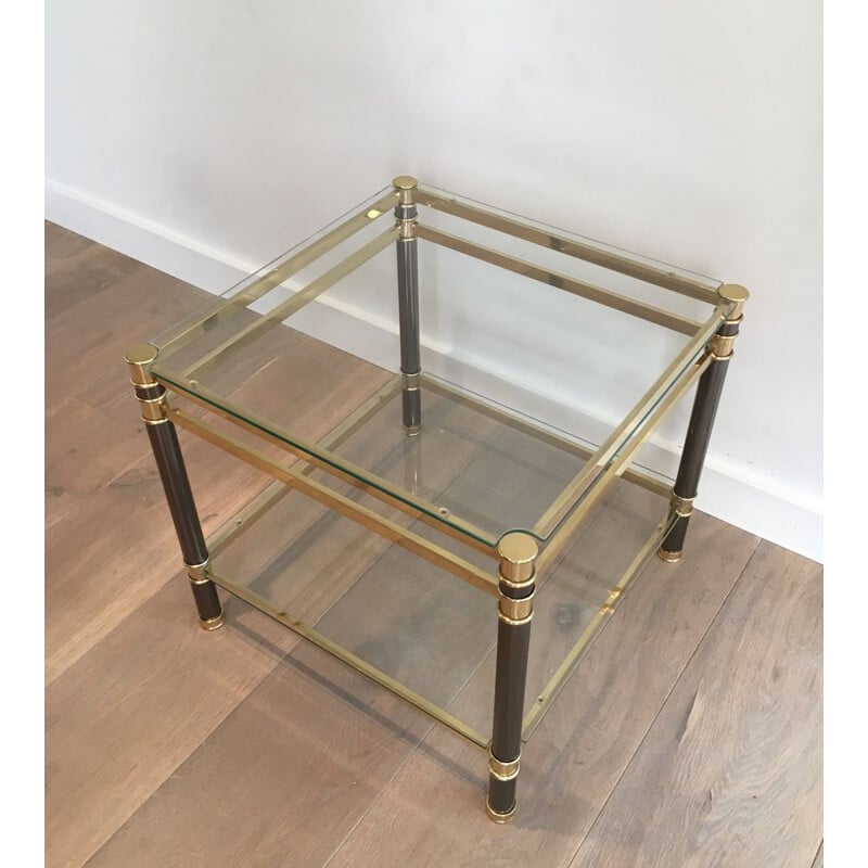 Pair of vintage brass side tables, 1970