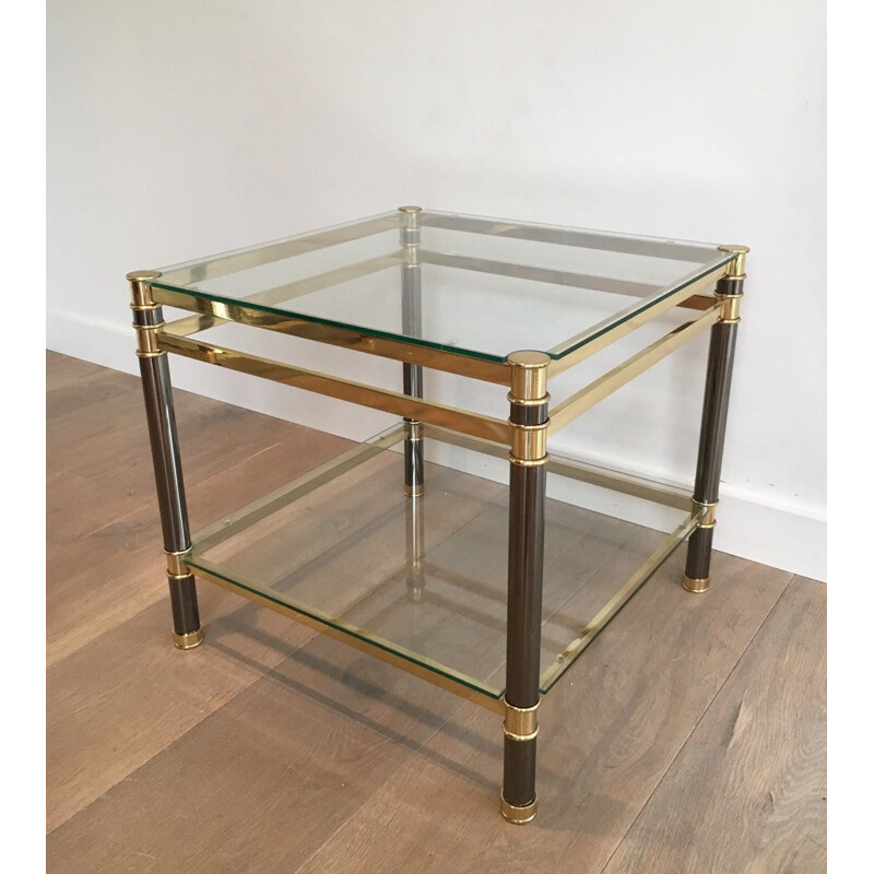 Pair of vintage brass side tables, 1970