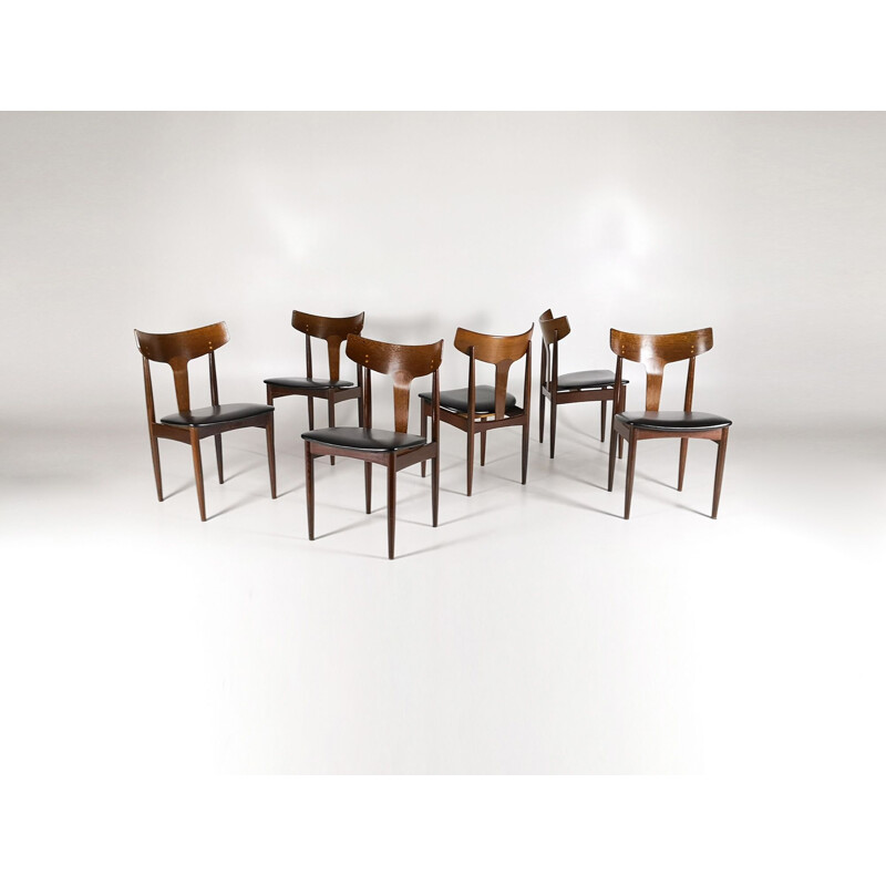 6 chaises à repas vintage par Samcom, Danemark,1960