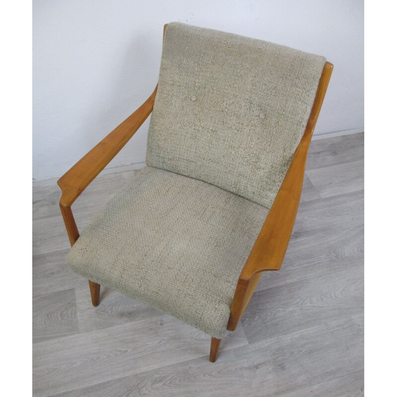 Fauteuil vintage en bois de cerisier des années 70 