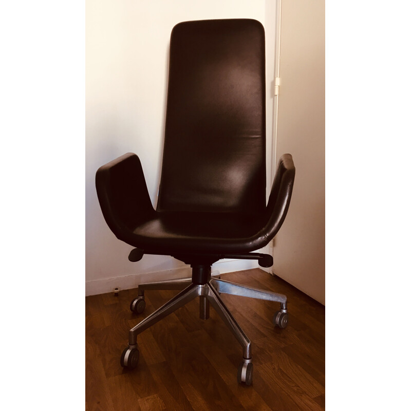 Vintage Lord fauteuil in aluminium en leer van Alfredo Haberli voor Zanotta