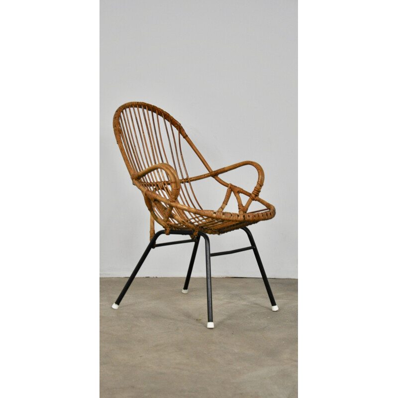 Vintage rattan armchair from Rohe Noordwolde 1960