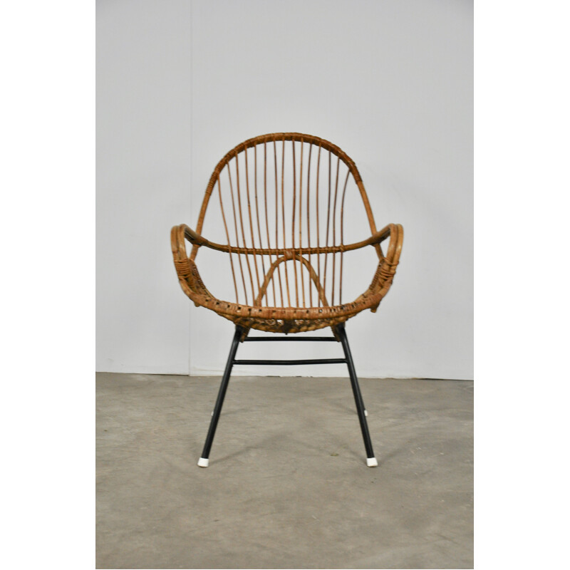 Vintage rattan armchair from Rohe Noordwolde 1960