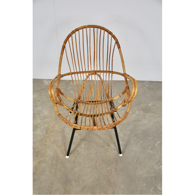 Vintage rattan armchair from Rohe Noordwolde 1960