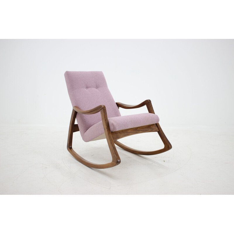 Chaise à bascule vintage rose pour Thon 1960  