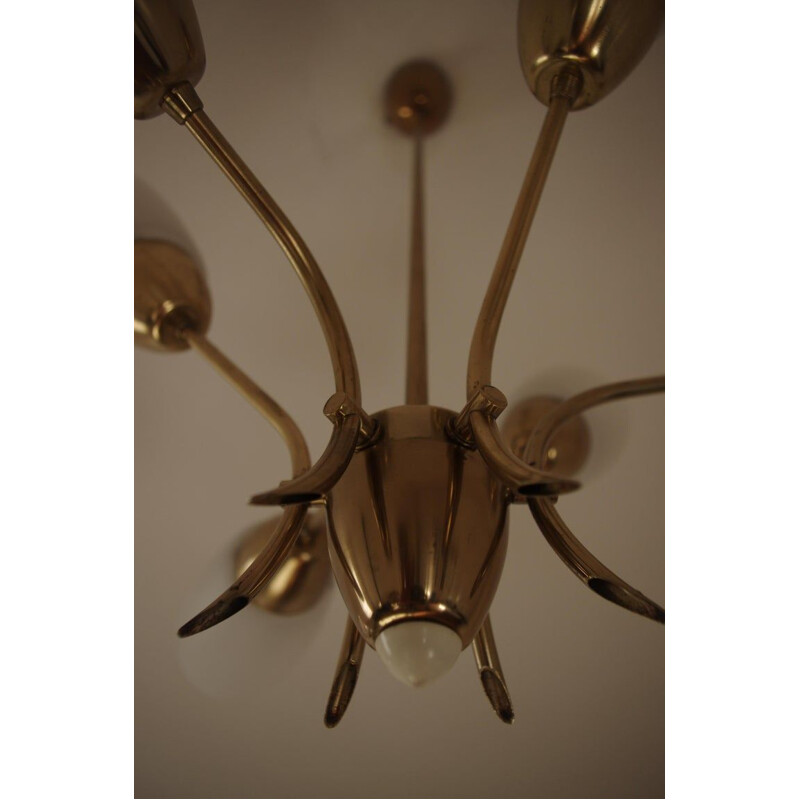 Vintage brass chandelier, Czechoslovakia 1980