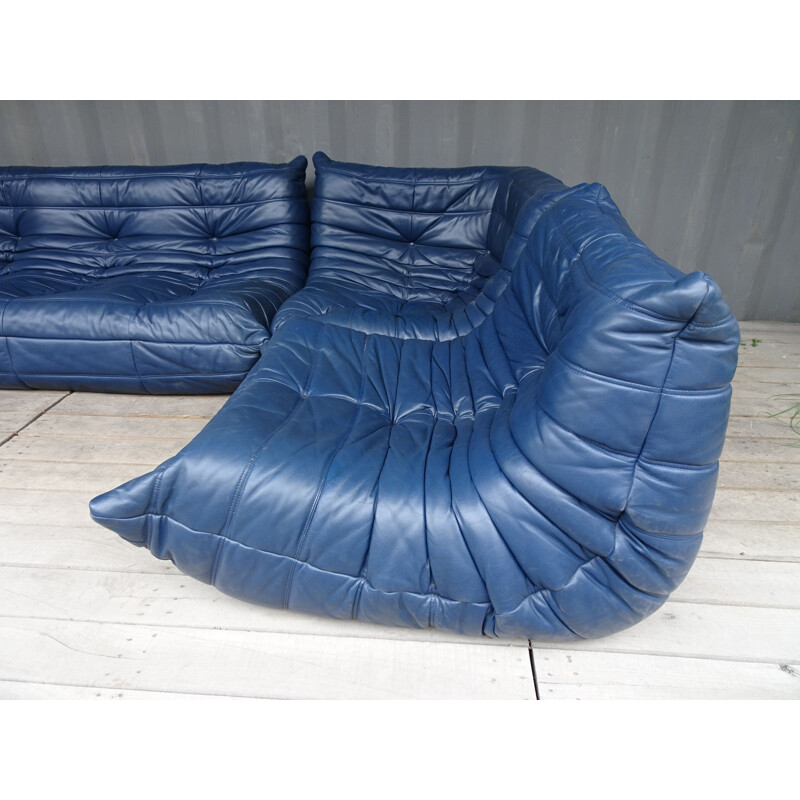 Set togo vintage line roset in blue leather 