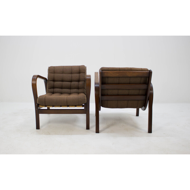 Set of 2 vintage armchairs by Karel Kozelka and Antonin Kropacek 1940s