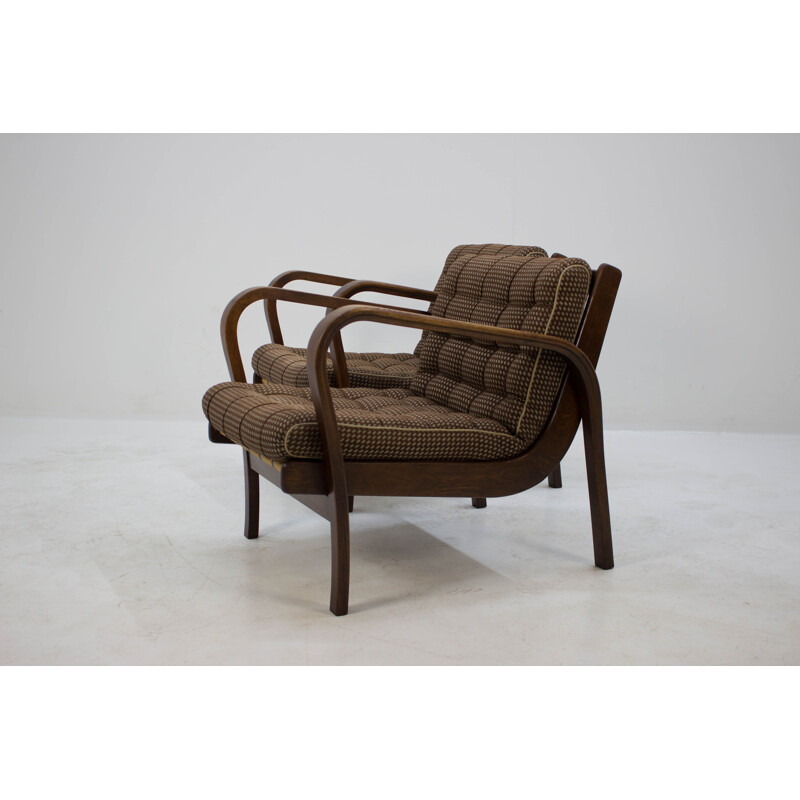 Set of 2 vintage armchairs by Karel Kozelka and Antonin Kropacek 1940s