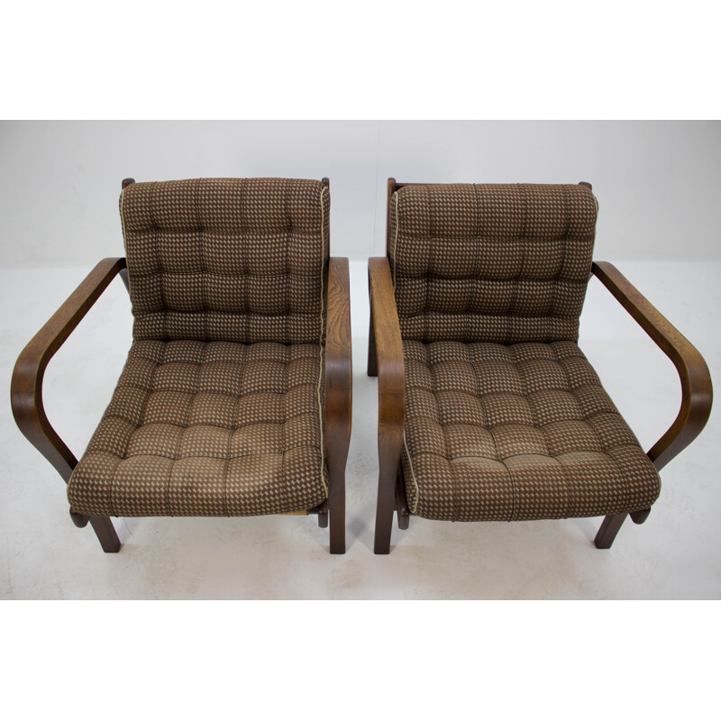 Set of 2 vintage armchairs by Karel Kozelka and Antonin Kropacek 1940s